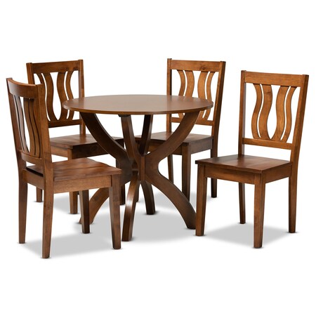 Baxton Studio Karla Modern and Contemporary Transitional Walnut Brown Finished Wood 5-Piece Dining Set 177-11379-10901-Zoro
